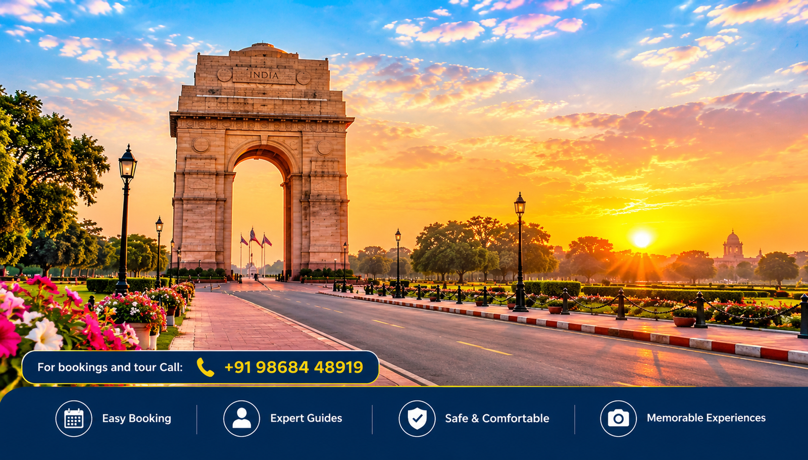 India Gate Sunrise Travel Banner
